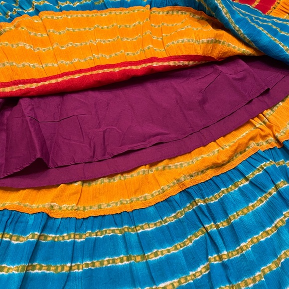 Lauren Ralph Lauren Tiered Boho stripped Maxi gypsy Skirt Size L - Picture 5 of 9